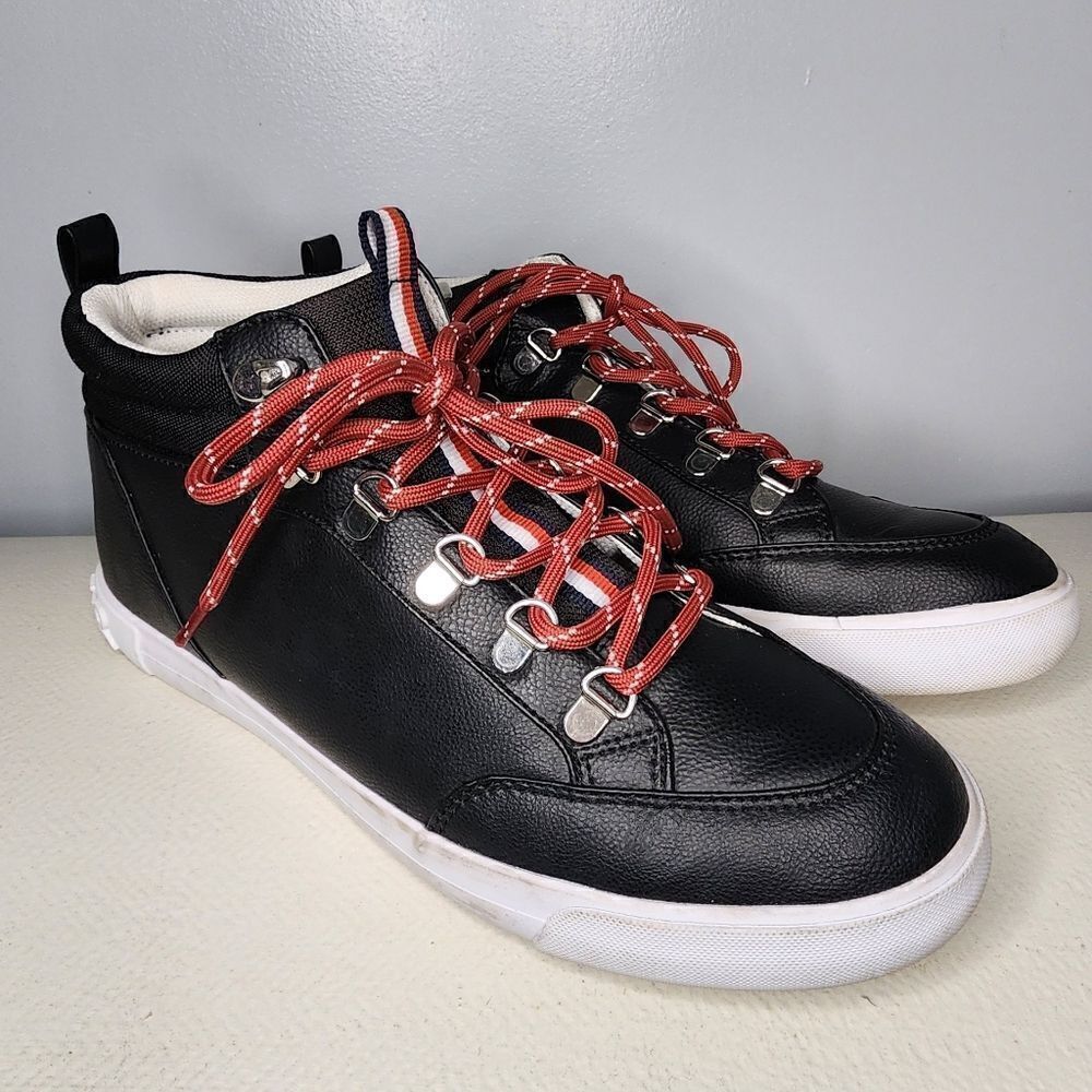 Tommy Hilfiger Womens Black Casual Shoes High Tops Size 11M Lace Up